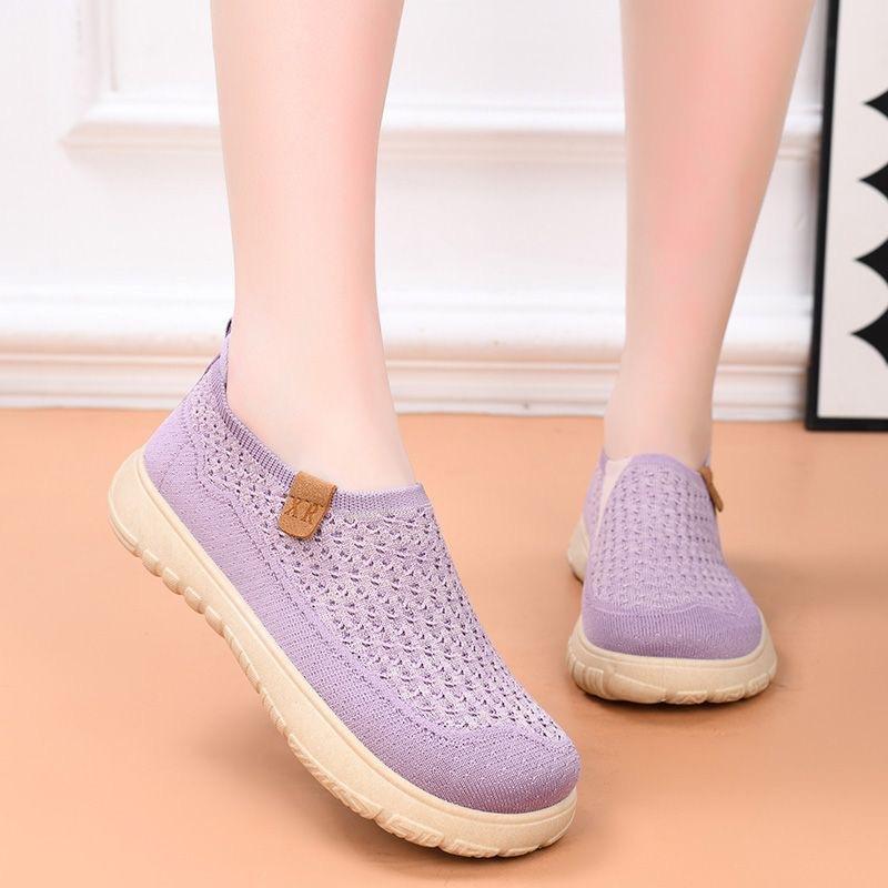 New old Beijing cloth shoes breathable and comfortable women's shoes non-slip one-pedal mesh breathable flat-soled single shoes
