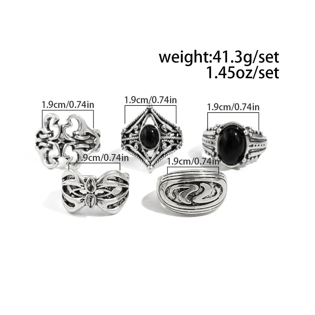 Fashion Diamond-Studded Ring Set for Men, Stylish and Unique Hollow Pattern Cross Ring, Men's Jewelry
