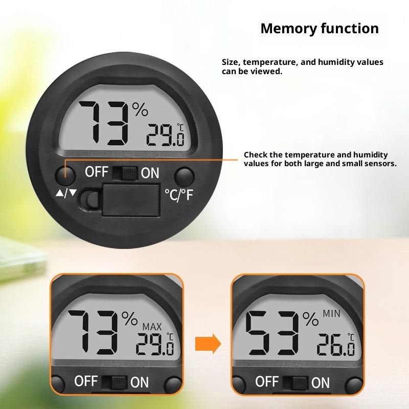 Round Mini Embedded Digital Thermometer Hygrometer Reptile Pet Enclosure Temperature Humidity Monitor