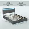 Storage Bed 140 X 190 Cm with LED Lighting, Adjustable Headboard, Double Bed Frame, Wooden Slatted Base, Grey