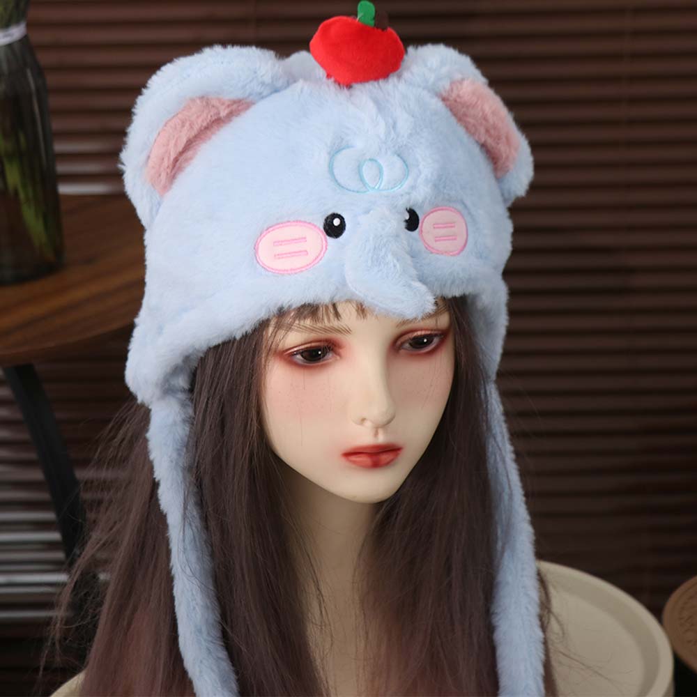 Cartoon Elephant Warm Hat Korean Style Plush Pullover Hats Fashion Ear Protection Hat Women