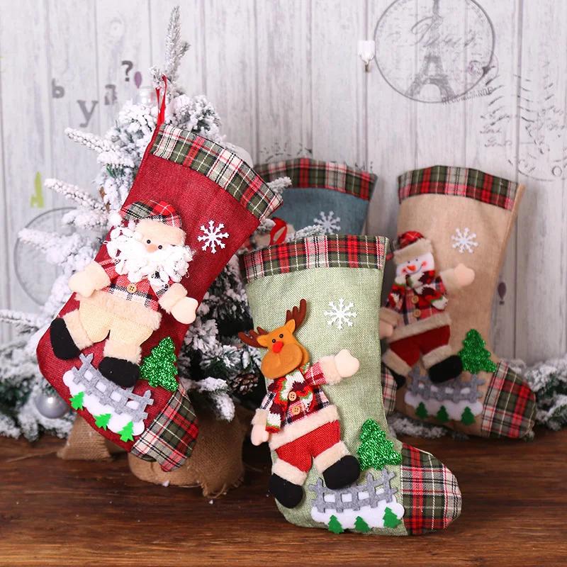 Calza di Natale Sacchi di Babbo Natale Regalo Decorazioni Natalizie per la Casa Sacchetto Caramelle Ornamento da Appendere all'Albero di Natale Capodanno 2023