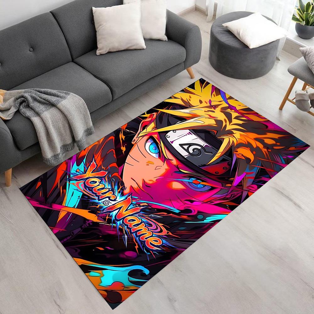 Naruto Character Customize Text Area Rug Perfect for Decorate Room Playrooms Study Room Dining Room Anti-slip Rug Anime Office Decor Wedding Party Gif