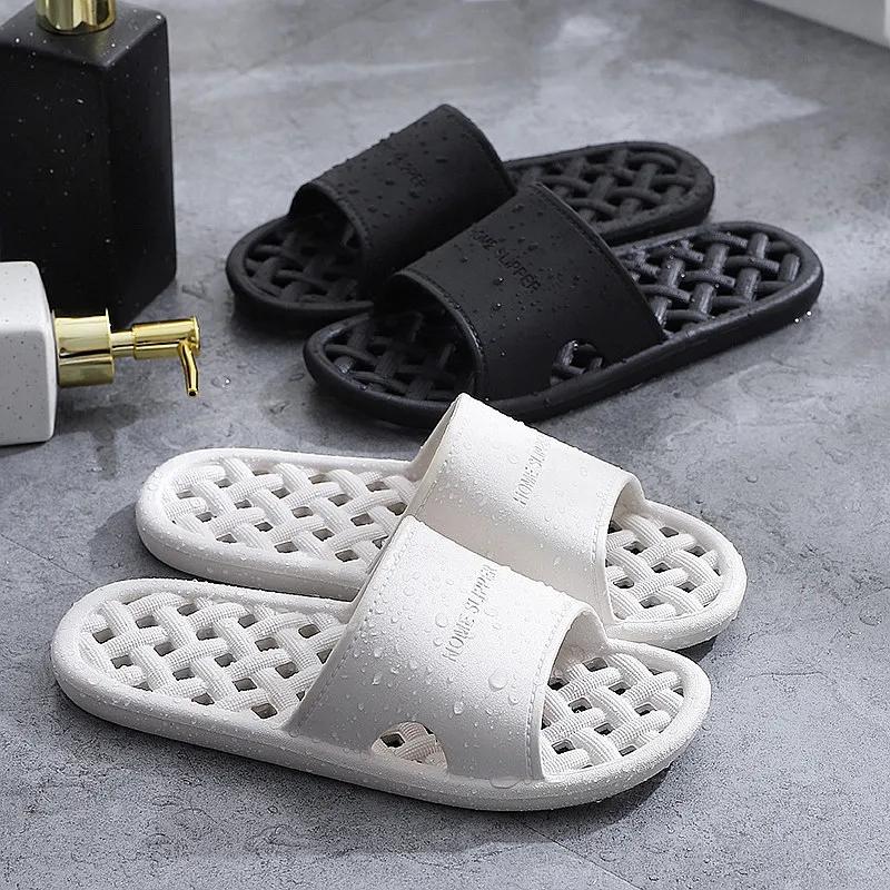 Мужские однотонные нескользящие дезодорирующие тапочки на плоской подошве для ванной — фото 8