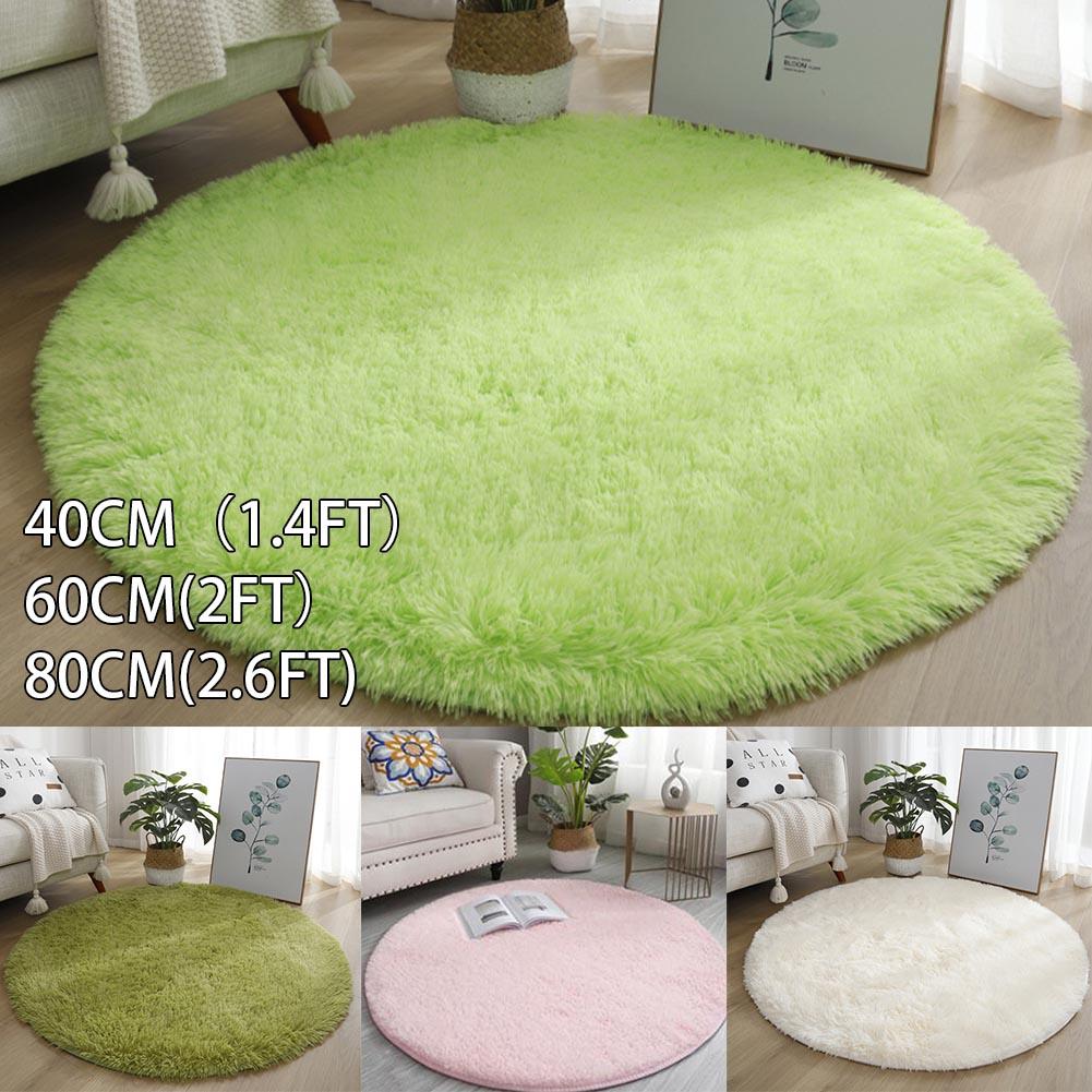 1*- Small Round Carpet Non Slip Floor Rugs Mat Soft Shaggy Area-Rugs 40/60/80cm