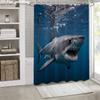 Tenda da Doccia Sottomarina Realistica Squalo Bianco Impermeabile Facile da Pulire Protezione della Privacy Design Artistico Animale Marino Moderno