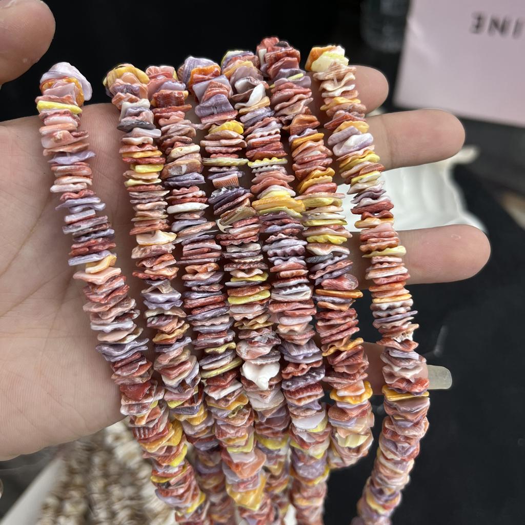 Colorful natural shell beads, boho handmade potato-chip-shaped beads for DIY Necklace Bracelet Jewelry Making, Unique Beach Leisure Craft, Unisex Gift