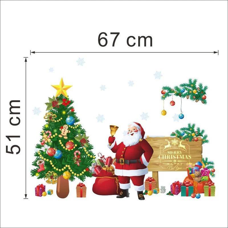 Christmas Tree Wall Stickers with Bedroom Decorations Decals Santa Claus Home Decor Accessories Can Remove Window Posters