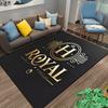 Flannel Rug Royal H Monogram Gold Crown Black Luxe Crest Carpet Living Room Decor