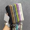 Luxury Matte Wrinkle Matte Wrist Strap Case for iPhone 17 Air 16 15 14 13 12 11 17 Pro Max Candy Ripple Soft Lanyard Cover Funda