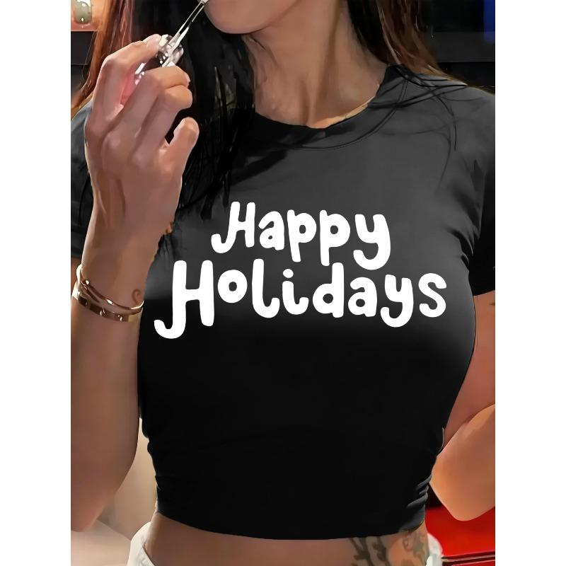 

Women S Printed Short-Sleeved T-Shirt, Casual Crew Neck, Soft Slight Stretch Fabric, Fun Drawing Pattern, Regular Fit, Summer Everyday Wear 4XL чорний