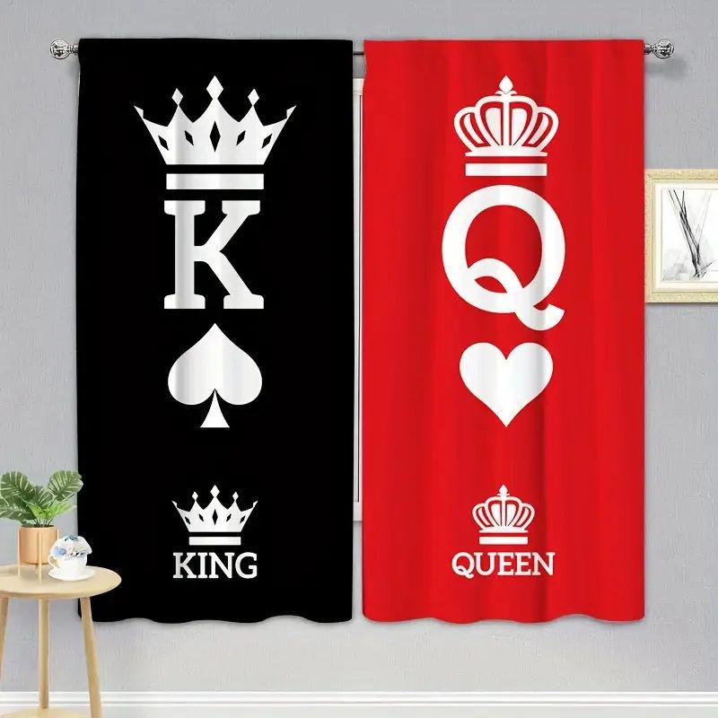 

Простые шторы на окна с принтом «Королева и королева», черно-белые, креативные, спальня, гостиная, кухня W50xH130(CM)x2PCS&Grommet Top