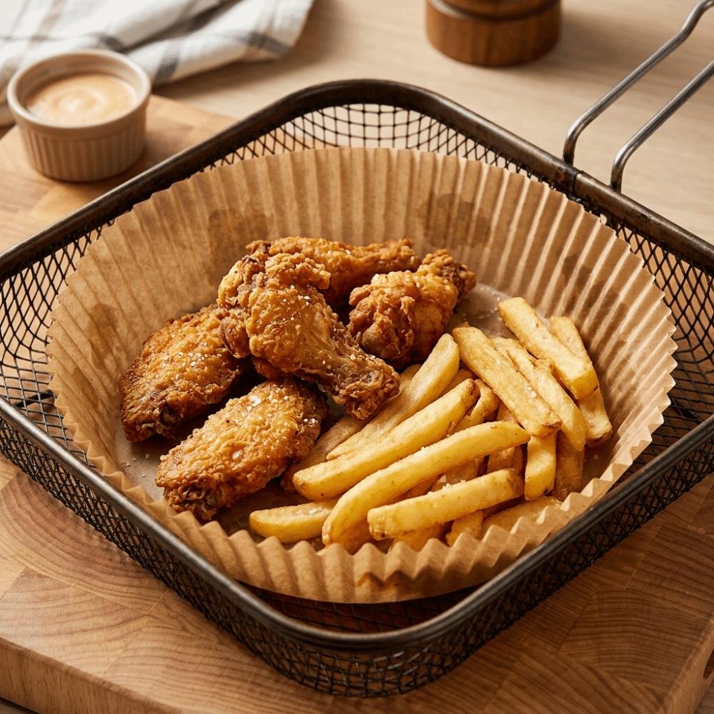 100Pcs Oil Absorbing Fryer Liners High Temperature Tolerant Baking Paper Liners For Cooking