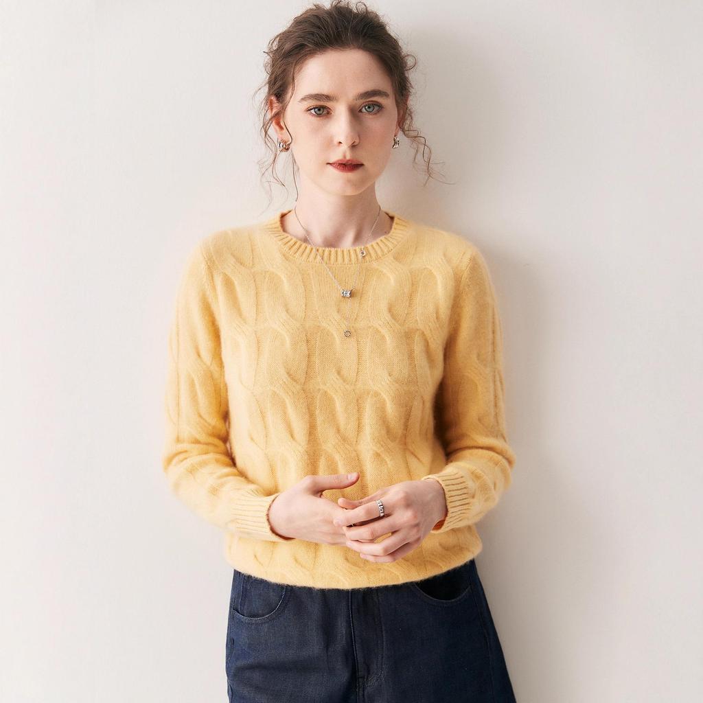 Women's Soft Cashmere Cable Knit Pullover Sweater - Thick, Warm & Skin-Friendly for Autumn/Winter