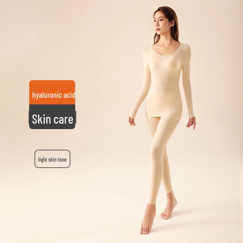 Women's Moisturizing Hyaluronic Acid Thermal Suit: Long-Sleeved Top & Pants for Autumn