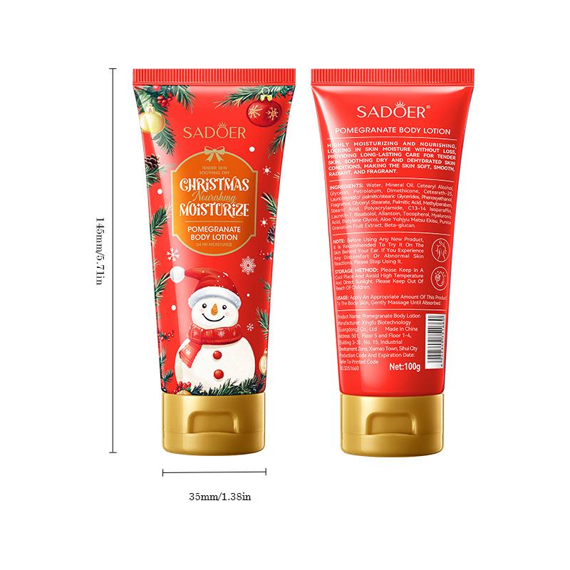 Christmas Pomegranate Body Lotion SADOER Autumn and Winter Moisturizing Body Lotion