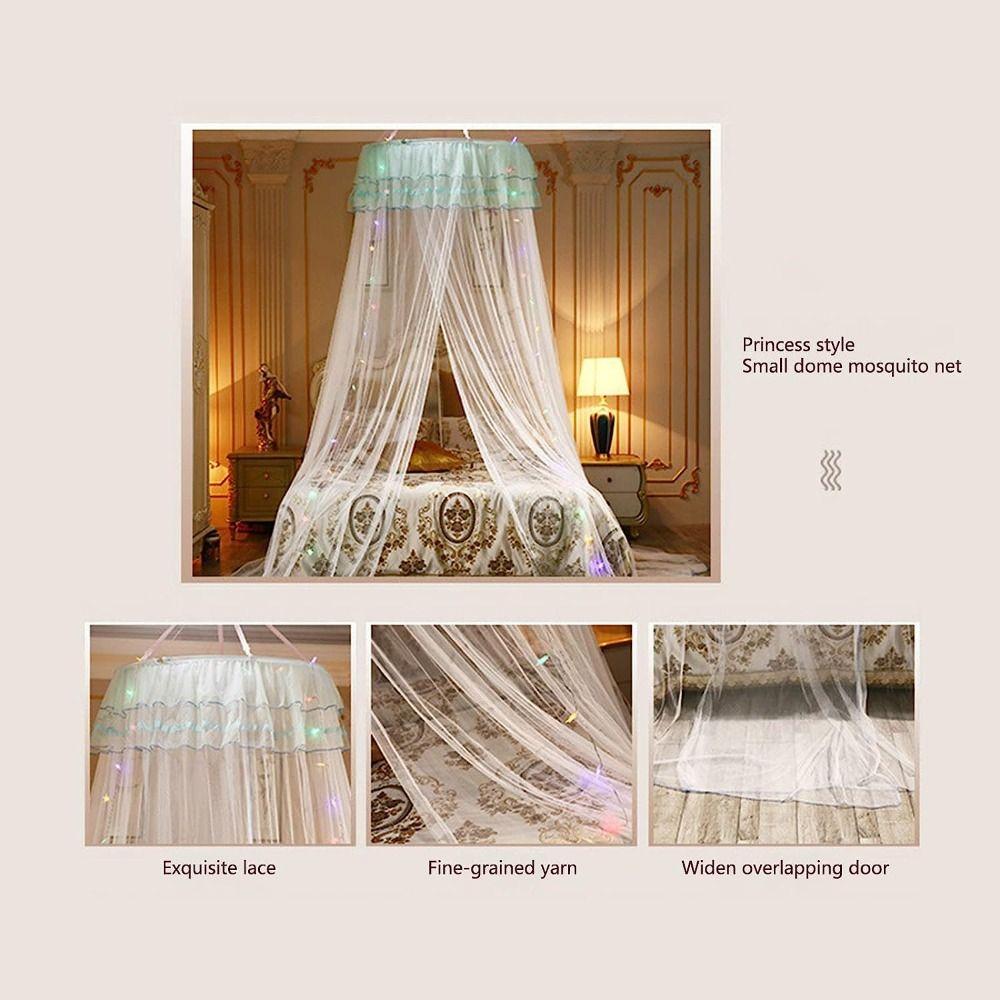 Acetate Fibre Mosquito Net Solid Color with LED light Princess Bed Canopy Canopy Curtains Easy Installation Dome Bed Netting