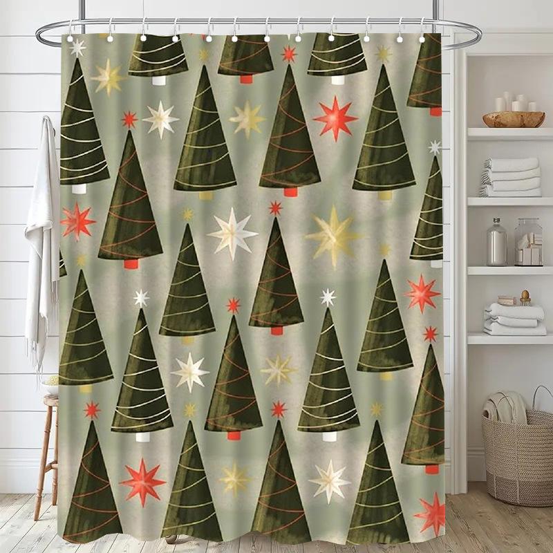 Country Rose Washable Dirt-Resistant Shower Curtain Shower Head Waterproof Polyester Bath Curtain For Home Decor Accessories