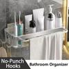 Aluminium Aufbewahrungsregal Badezimmer Dusche Bad Halter für Shampoos Duschgel Küche Zuhause Balkon Ablage Hängeregal Haken