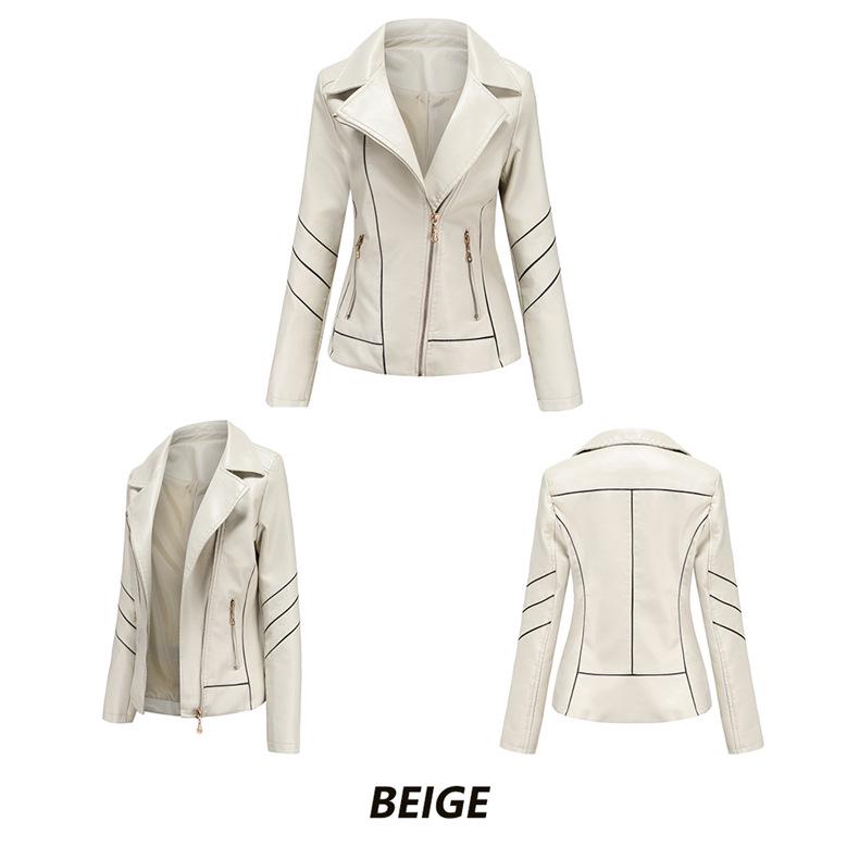 2024 Women's Exclusive PU Leather Motorcycle Jacket - Thin Short Design for Spring and Autumn