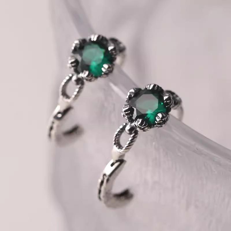 925 Sterling Silver Hot Sale Green Hoop Earrings Simple Temperament Exquisite Hot Semale Sexy Jewelry Gift