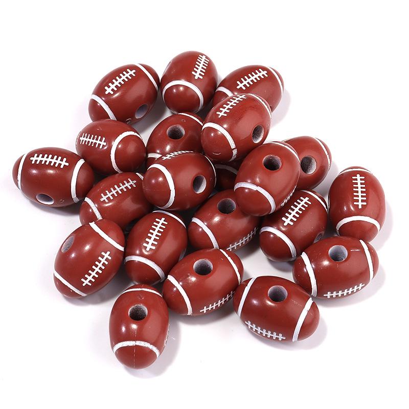 50 Pcs/bag Rugby, Basketball, Volleyball Acrylic Beads for Early Education & Handmade Crafts