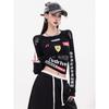 American Spicy Girl Printed Long Sleeve Slim Fit Motorcycle-Style T-Shirt