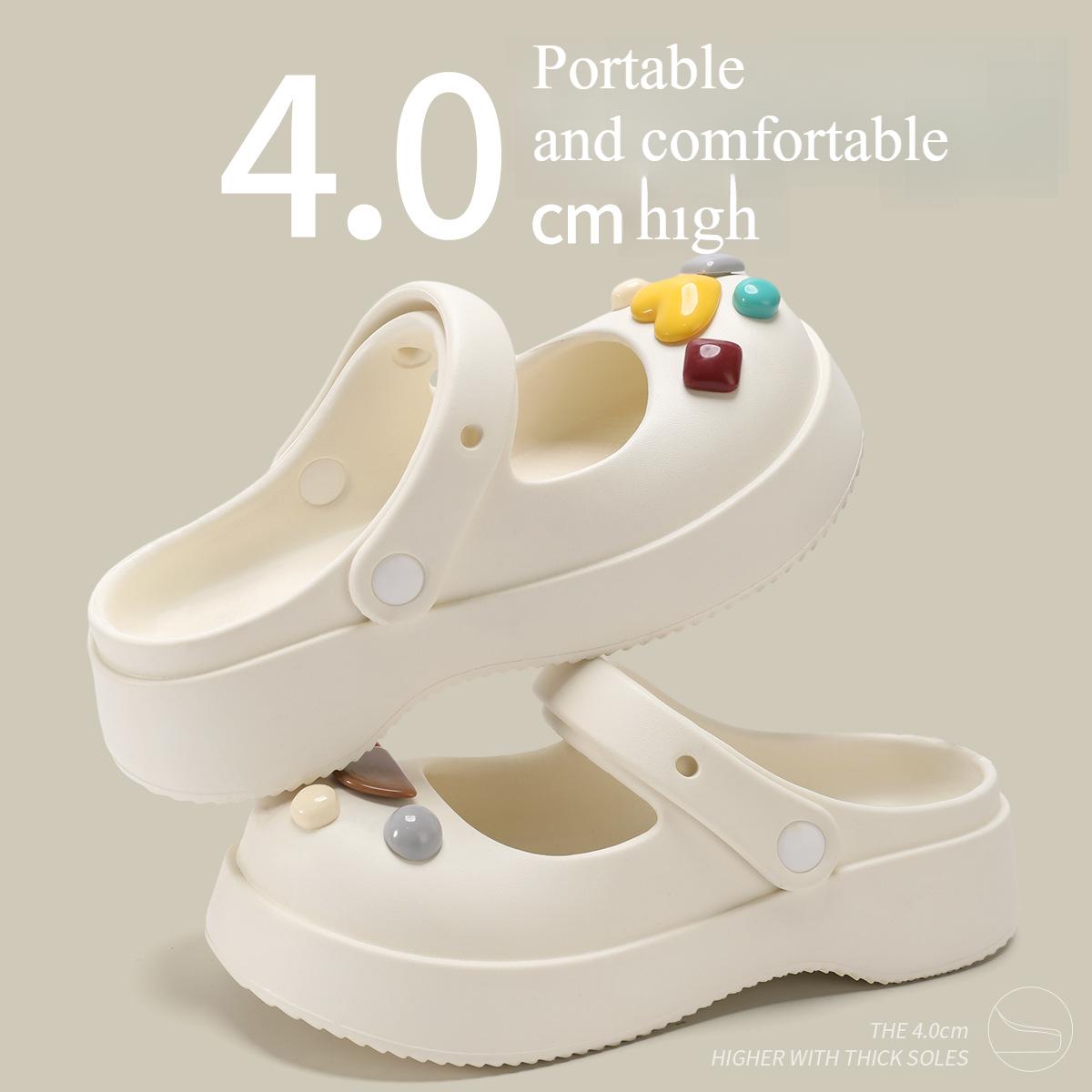 

Пещерная обувь для женщин, летняя верхняя одежда, пляжные сандалии для женщин с увеличением роста 37-38 белый