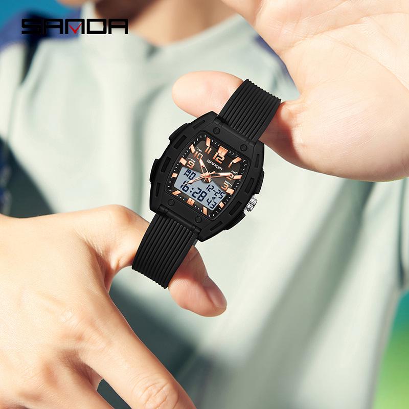 Sanda Unisex Multi-Functional Luminous 50M Waterproof Student Watch with Sunray Dial