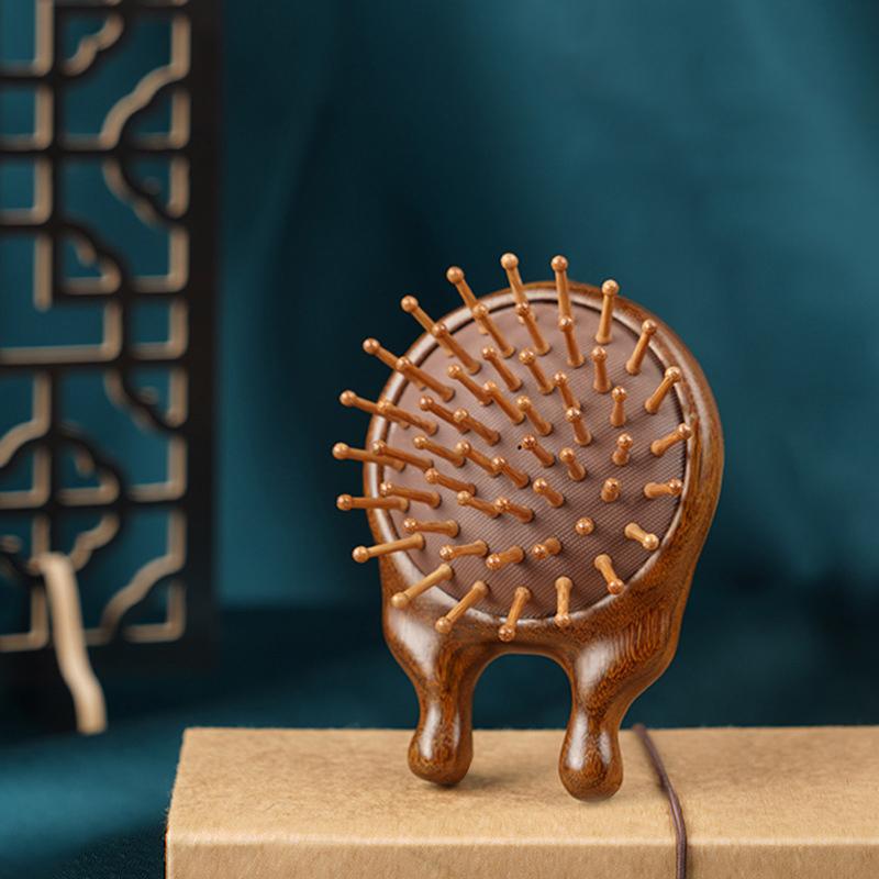 Golden Silk Green Sandalwood Airbag Comb Air Cushion Comb Anti Static Massage Wood Comb Curly Hair Comb Brush Hair Curly Hair