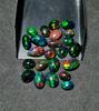 Natürlicher äthiopischer Schwarzer Opal Cabochon Großhandelslot, Mix Form, Multi Flashy Opal Cabochon Lot, Opal Edelstein, Opal Verlobungsring