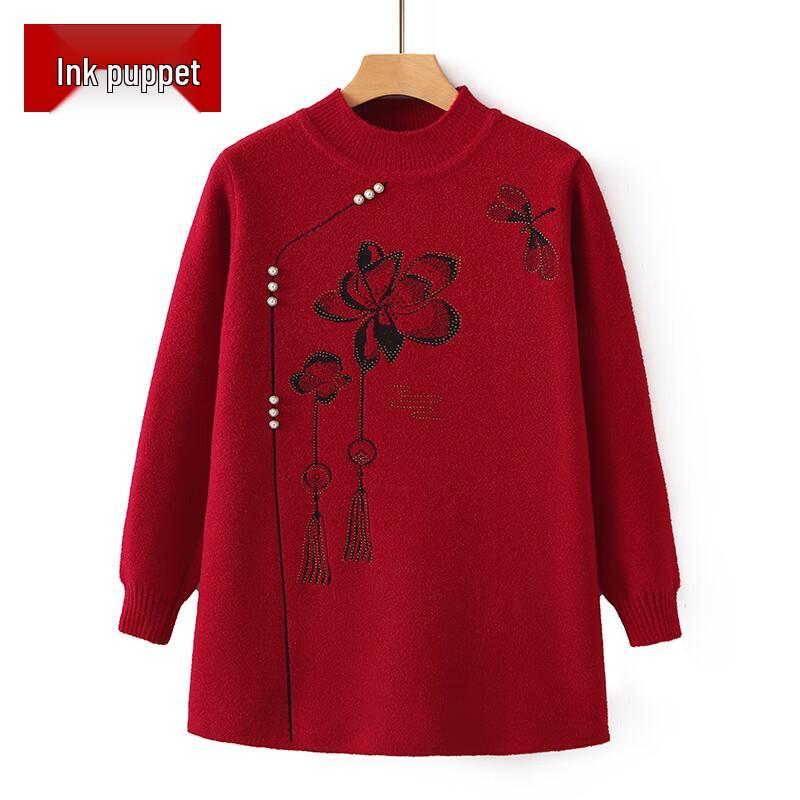 

Вязаный свитер с круглым вырезом большого размера для пожилых женщин 6XL