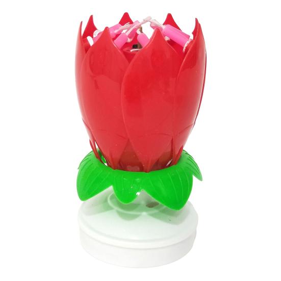 Lotus Candle Solid Paraffin Colored Flower Shape Flat Bottom Rotating Electronic Candle Birthday Cake Music Candles Party Supplies