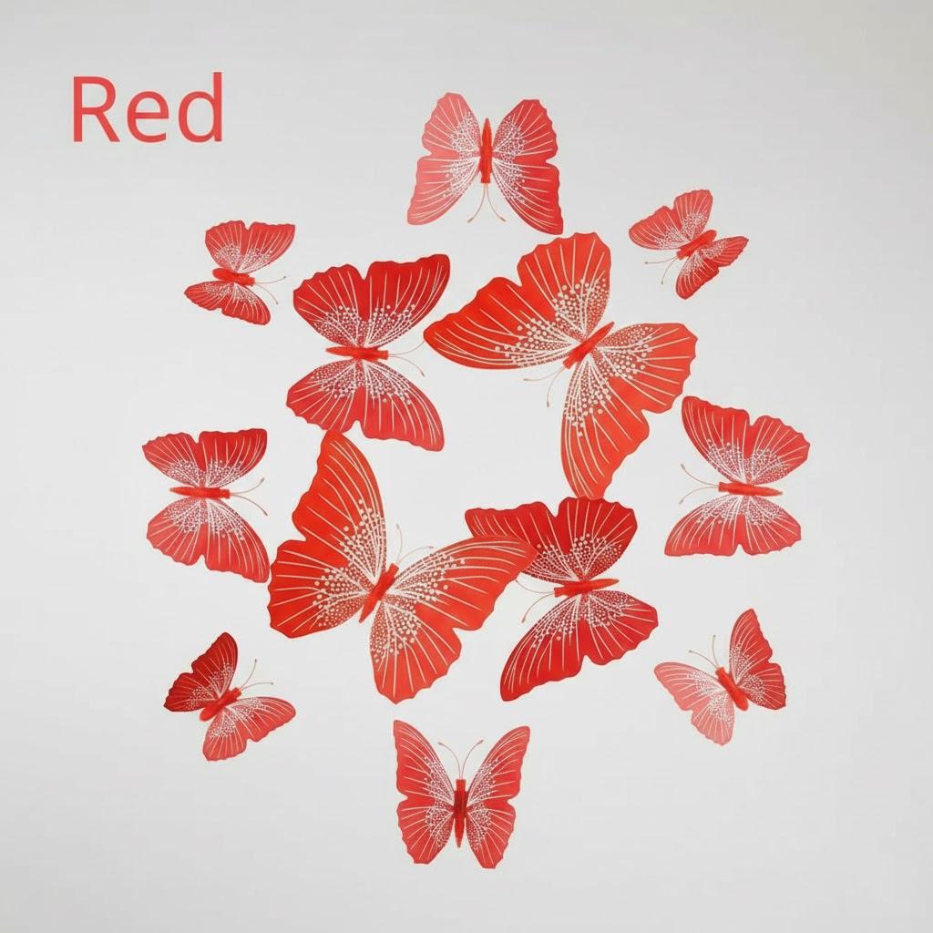12pcs PVC 3D Butterfly Wall Decor Cute Butterflies Wall Stickers Art Decals Home Decoration Room Wall Art