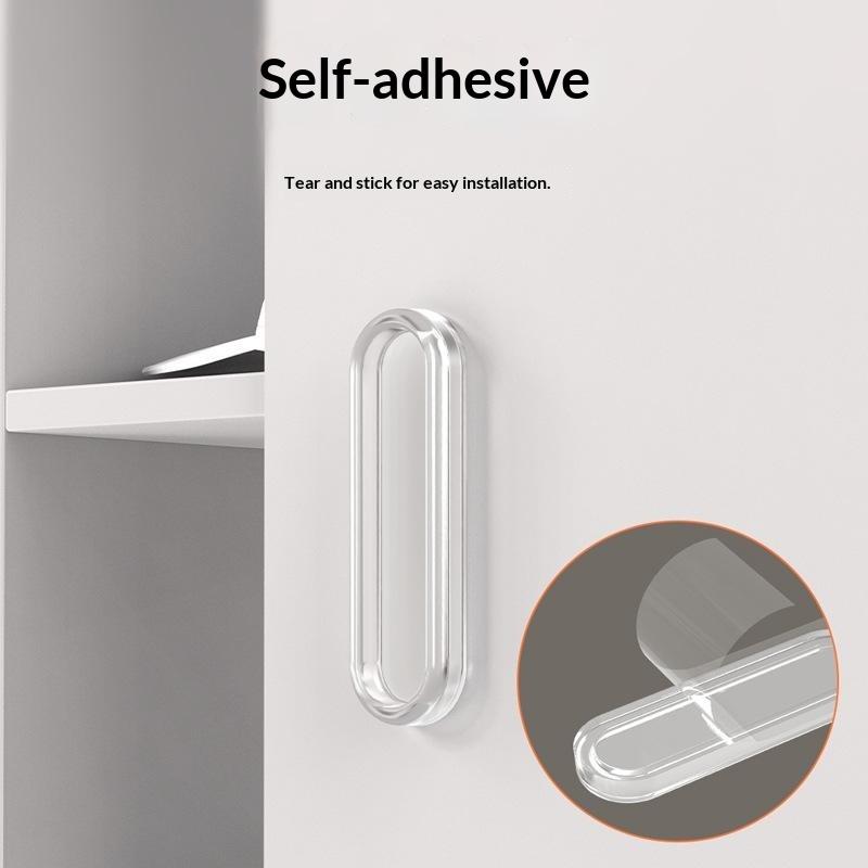 4Pcs Transparent Soft Pu Door Handle Kitchen Cabinet Glass Sliding Door Drawer Handle Self-Adhesive Sliding Door Handle