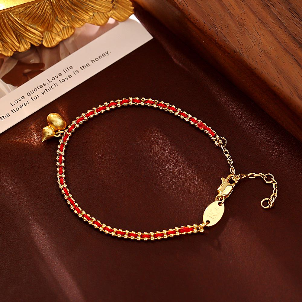 Chinese-Inspired Festive Gourd Fulu Bracelet: Gold-Plated, High-End Fashion, New Chinese Style Jewelry.
