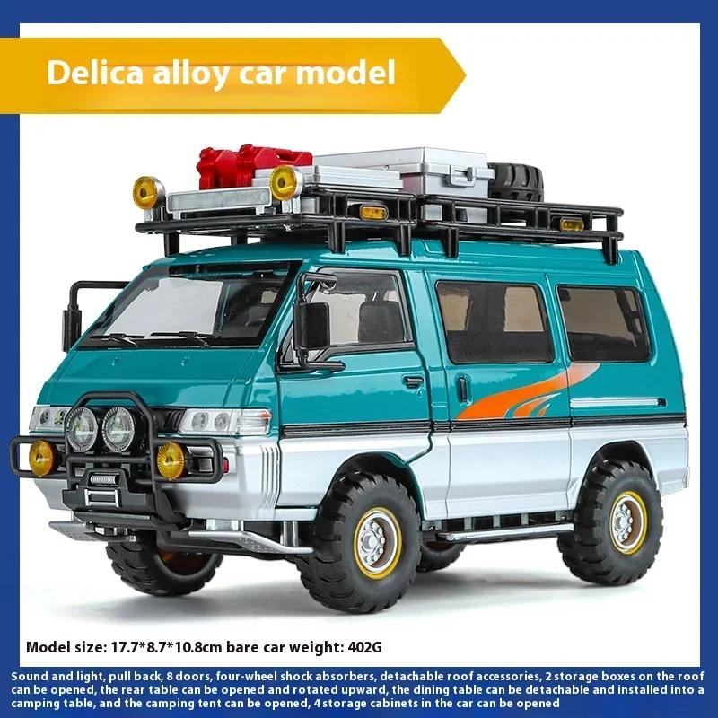 1:24 Mitsubishi Delica Off Road MPV Alloy Metal Diecast Car Model Sound Light Simulation Decoration Display Collection Hobby Boy