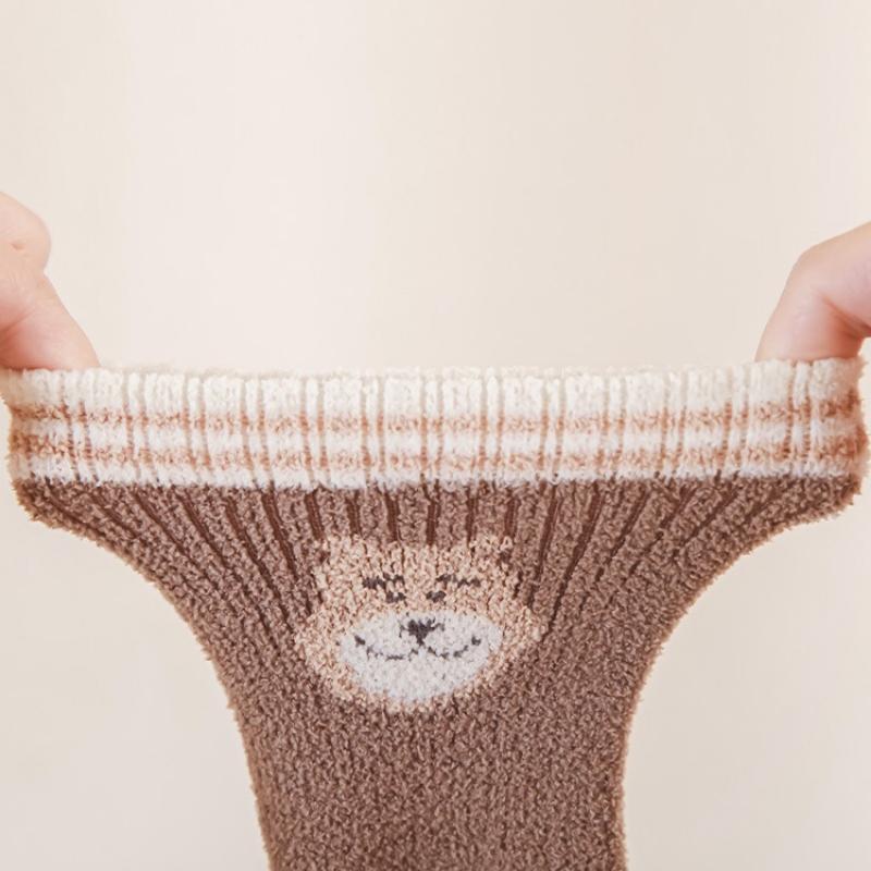 3Pair Baby Winter Socks Fleece Lined Thickened Warm Seamless Toe Mid Calf for Newborn Infant Comfortable Wear Soft Thermal Protection