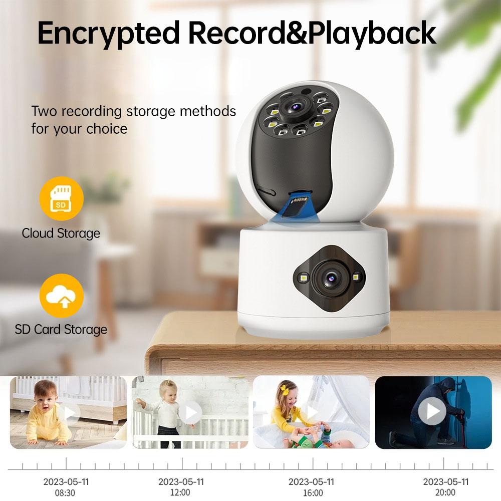 Dual Image WiFi Camera HD Smart Home Security Monitor Night Vision Surveillance Camera (No Memory Card)
