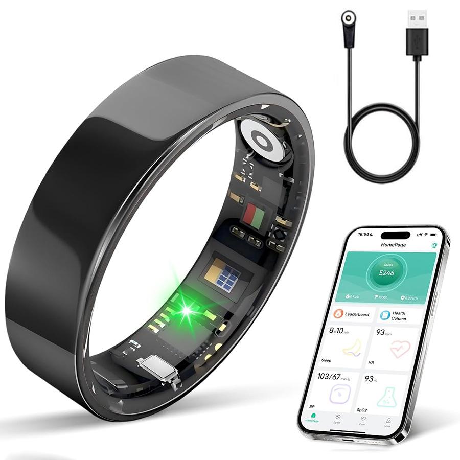 Smart Energy Ring - with Sleep Heart Rate, Blood Pressure, and Oxygen Monitor 12# чёрный