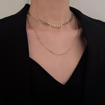 925 Sterling Silver Chunky Chain Necklace For Women Double Layer Necklaces Party Jewelry Gifts New