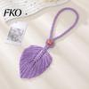 Hand-Knotted Curtain Strap Braided Leaf Tieback, Boho Cotton Rope Holder, Fringe Living Room Tieback Edge Knotted Draperies Holder for Bedroom