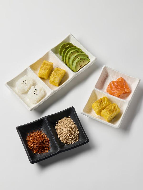 Japanese Style Ceramic 3-Compartment Dipping Dish