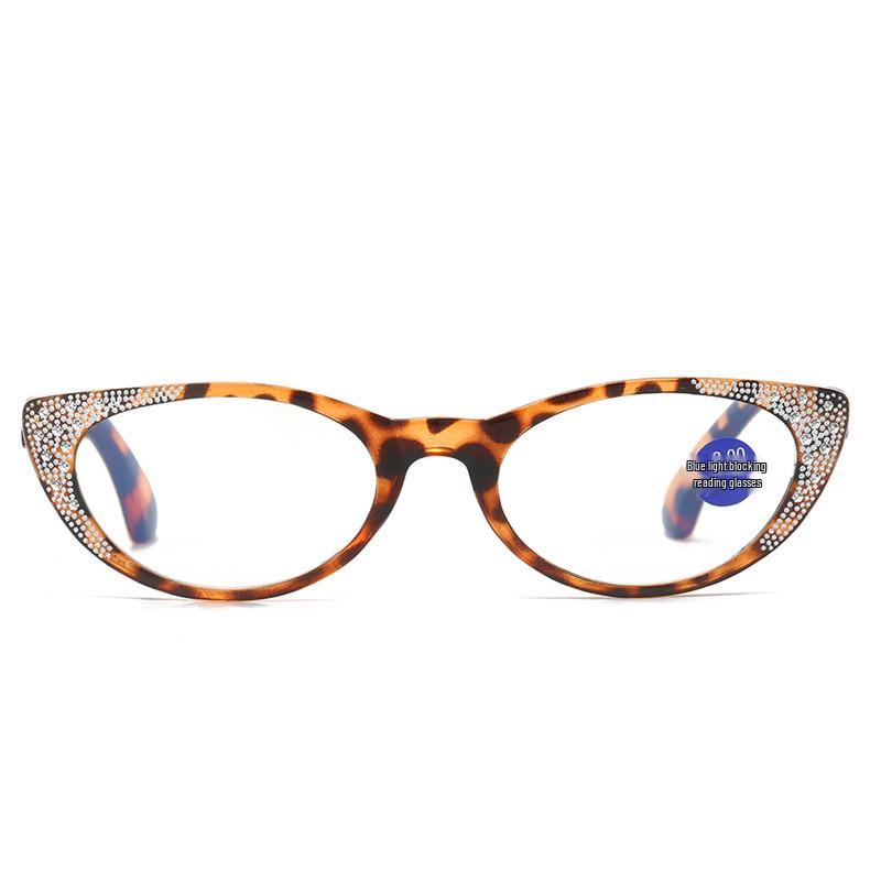 Cat Eye Rhinestone Anti-Blue Light Reading Glasses for Women - High-Definition, Stylish Design for Middle-Aged and Elderly