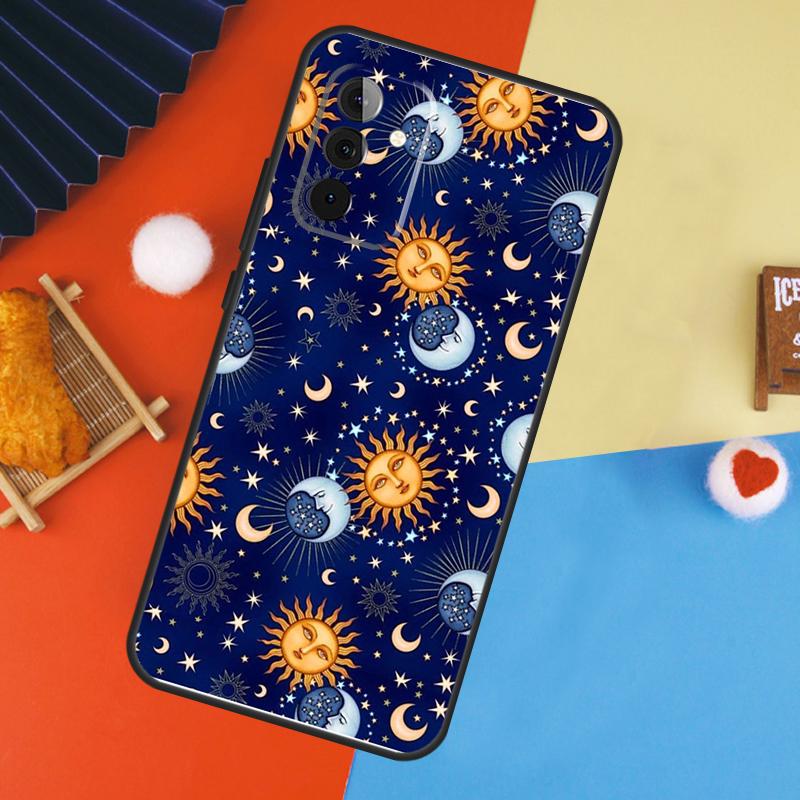 Sun Moon Face Case For Samsung Galaxy A16 A26 A36 A56 A17 A55 A35 A15 A52 A32 A12 A53 A33 A13 A14 A34 A54