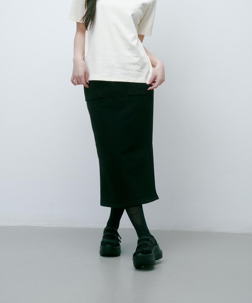 Solteuaenchokollis Sac Sweat Long Skirt Black 4W232Y004