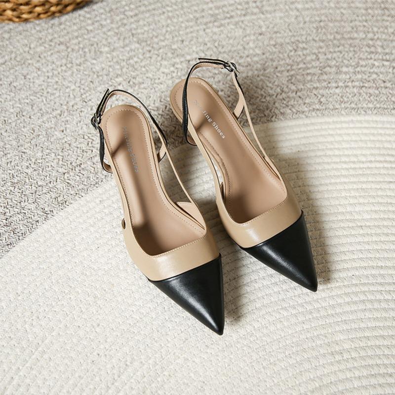 Back Empty Pointed High Heels French Stiletto Sandals Baotou Soft Sole Single Shoes
