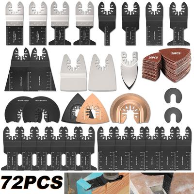 72 Stück oszillierende Sägeblätter Schnellspann-Multitool Holz-Metallschneider Kraftzubehör für Fein Multimaster, Dremel,