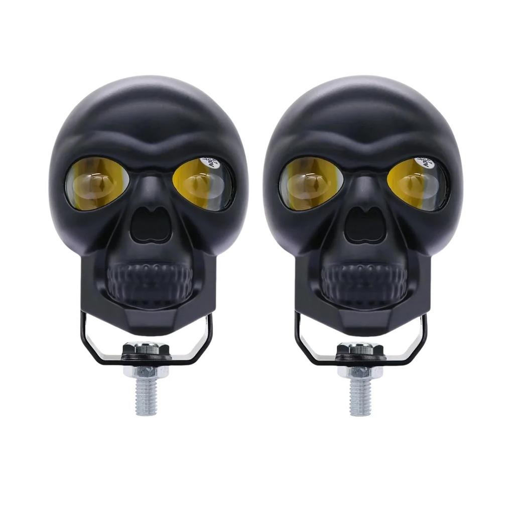 2PCS Motorcycle LED Light Skull Shape Waterproof Lamp Electric Vehicle Headlight Fog Light Projector Lens Spotlight Motorcycle