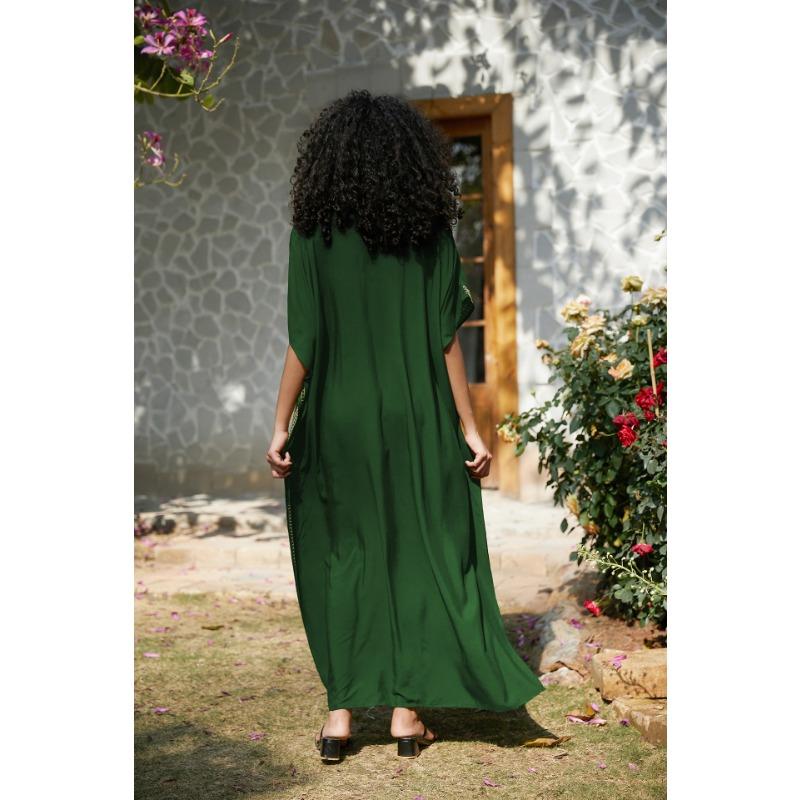 Damenmode Sommer Frühling Blumenmuster Druck 1/2 Ärmel V-Ausschnitt Lose Taille Freizeitkleider